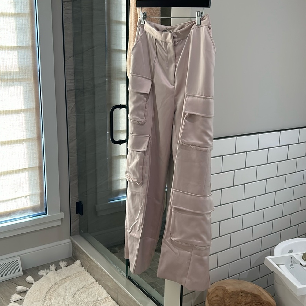House of CB lilac satin cargo pants